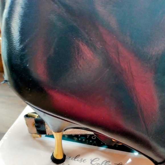 Black Leather Boots Size 10 Desire Strap Stiletto Boots EUC - Picture 6 of 16